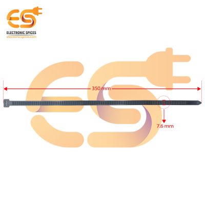 7.6 x 350mm Black color Multi-purpose Self-locking Nylon 66 industrial grade cable tie pack of 100pcs